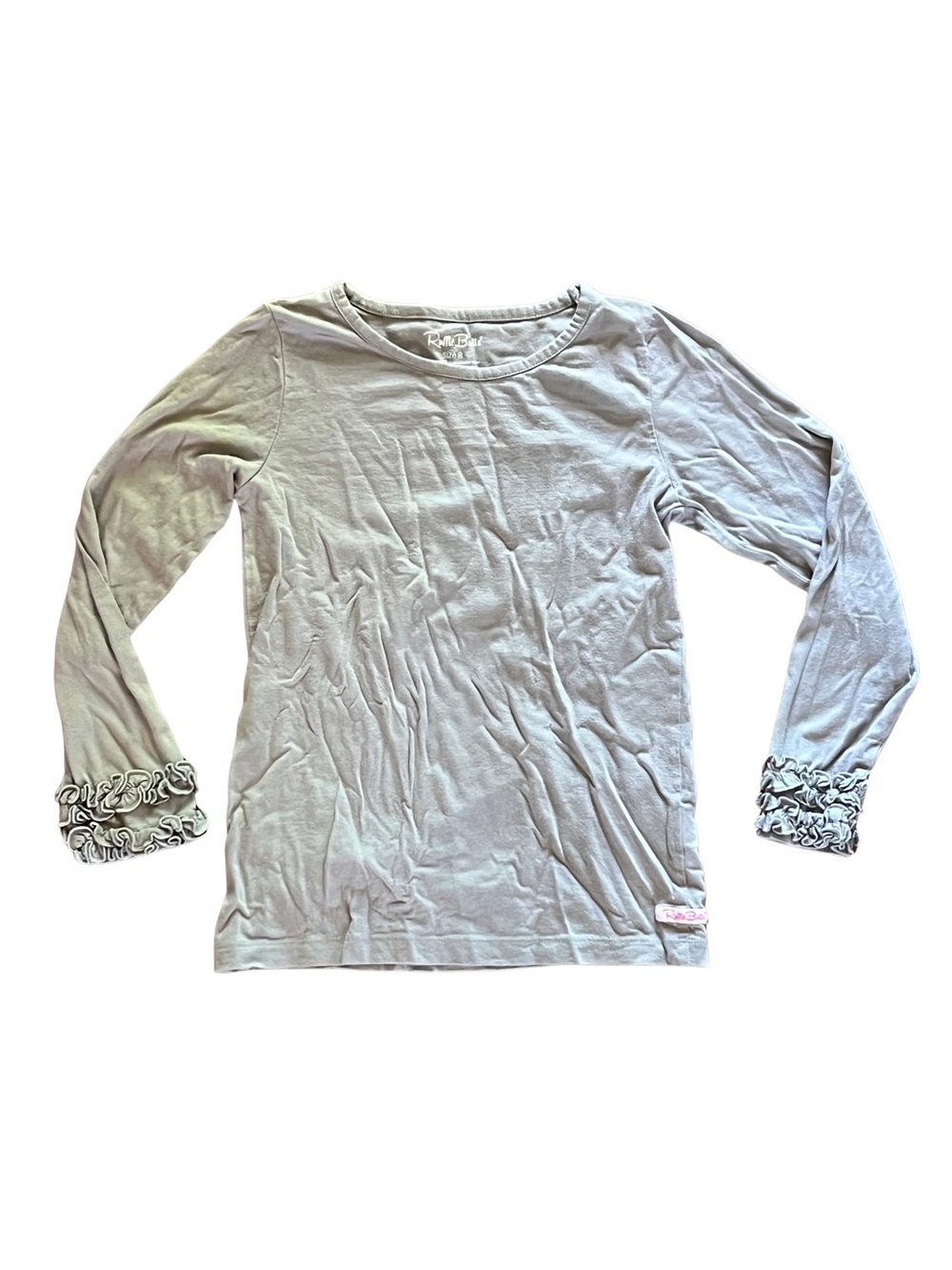 Ruffle Butts Gray Ruffle-Cuff Long Sleeve Tee
